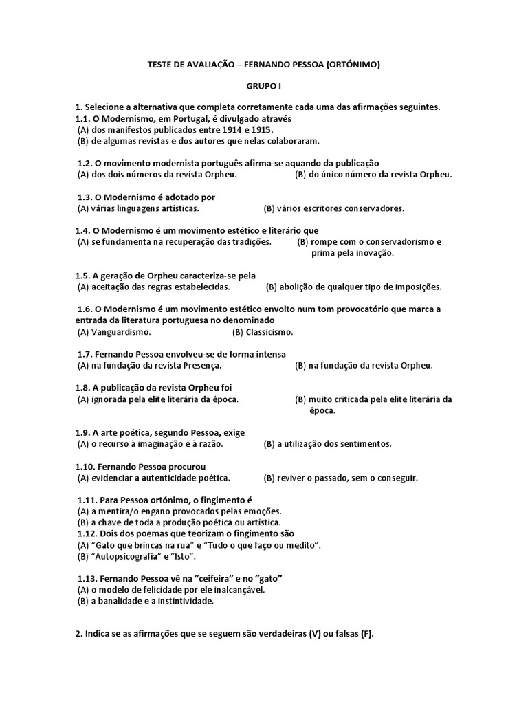 Teste De Avaliação Adaptado Pdf