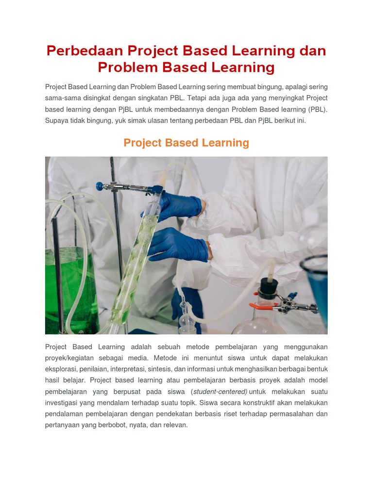 Perbedaan Project Based Learning Dan Problem Based Learning | PDF