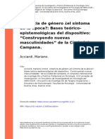 Violencia de Gnero El Sntoma de La Poca - Bases Terico-Epistemolgicas Del Dispositivo - Construyendo Nuevas Masculinidades - de La Ciudad de Campana