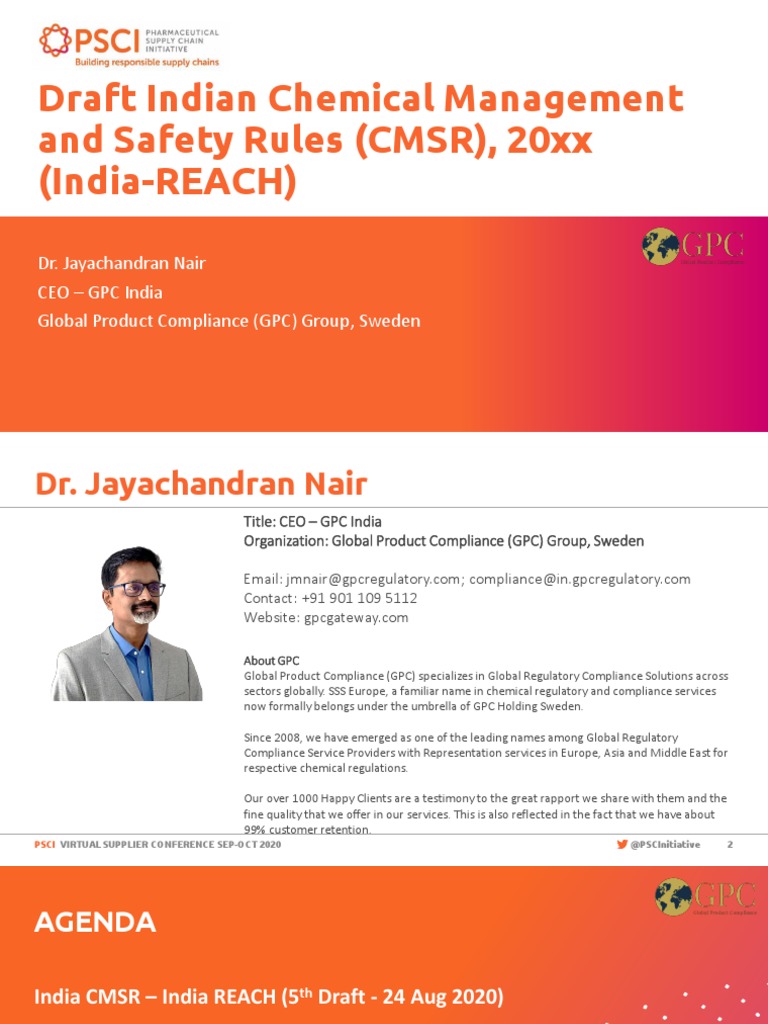 Supplier Conference 2020 (India) Session 1 India Chemical Management