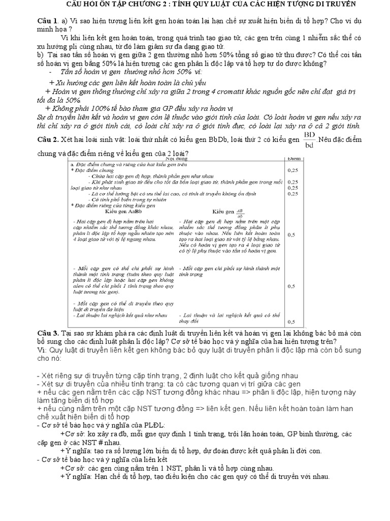 3.1 Lí thuyết các quy luât di truyền | PDF