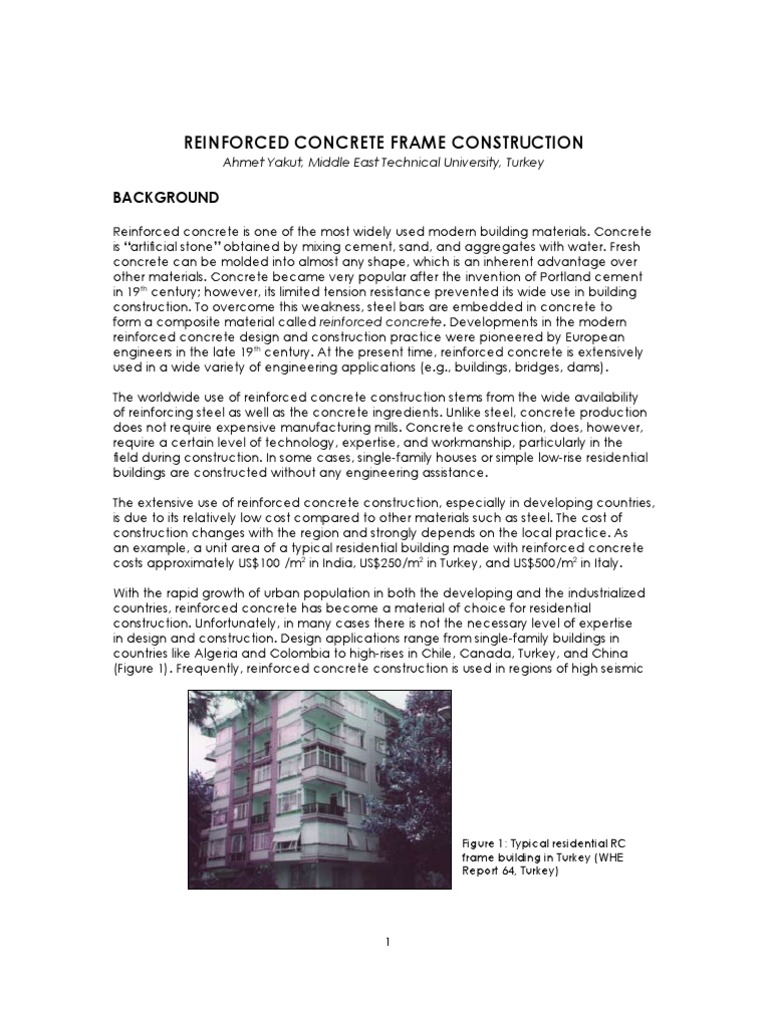 Reinforced Concrete Frame Construction: Background | PDF