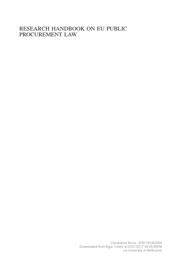 Bovis 2016 - Research Handbook On EU Public Procurement Law | PDF ...