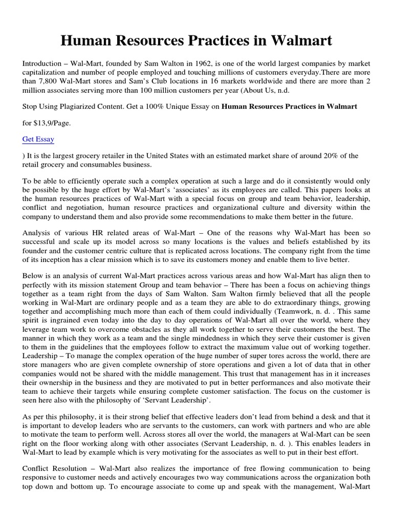 Human Resources In Walmart