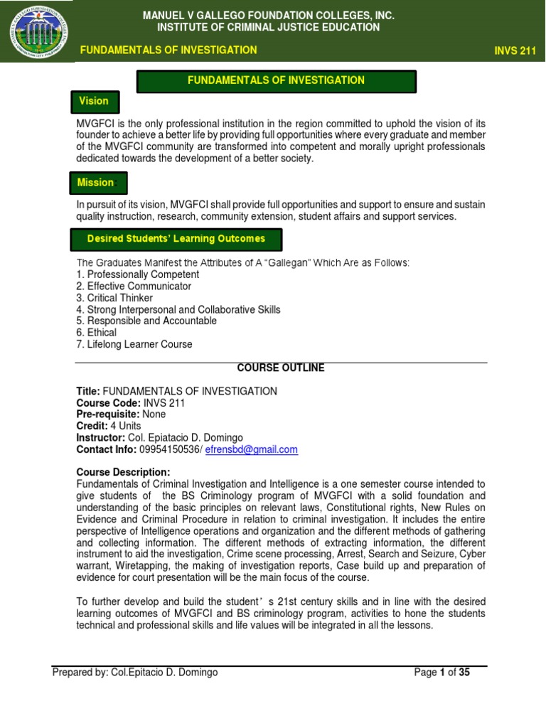 Fundamentals of Investigation Course Guide | PDF | Confession (Law ...