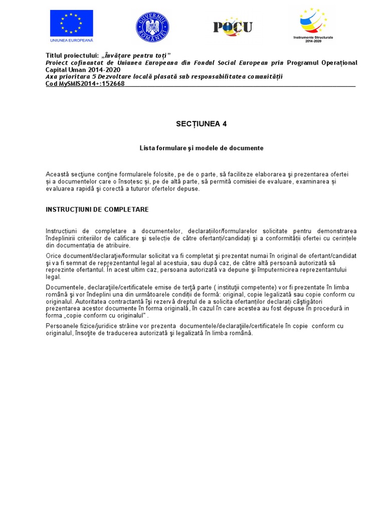 0.2.formulare Obligatorii Contractanți - Modele | PDF