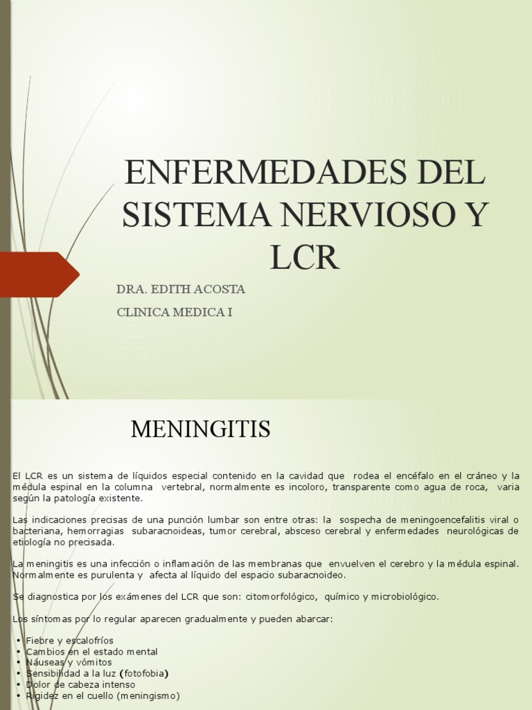 SNC y LCR | PDF | Meningitis | Fluido cerebroespinal