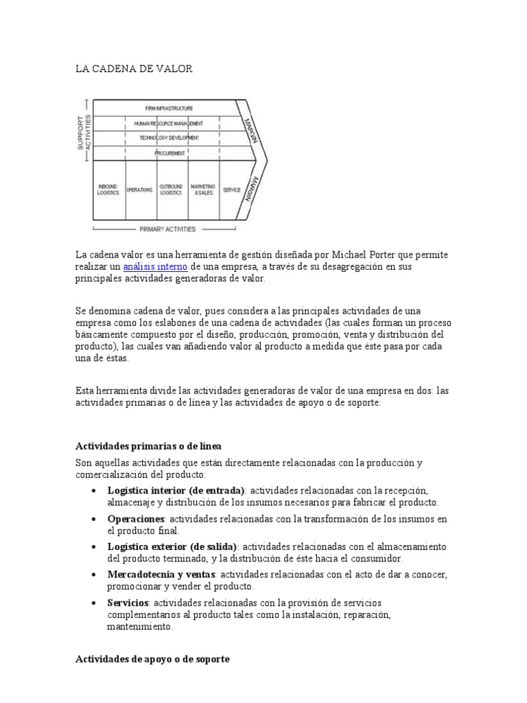 Que Es La Cadena de Valor | Descargar gratis PDF | Cadena de valor ...