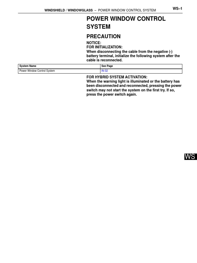 WS - Windshield Windowglass | PDF | Switch | Troubleshooting