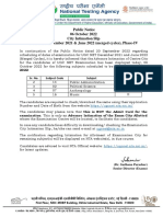 Public Notice 06 October 2022 City Intimation Slip UGC NET December 2021 & June 2022 (Merged Cycles), Phase-IV