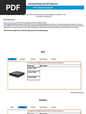 Interactive Beep and Led Diagnostic: HP Prodesk 400 G6 DM | PDF