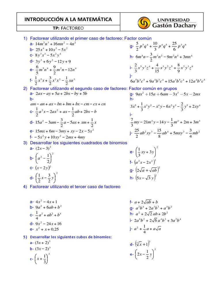 TP-factoreo 2021 | Descargar gratis PDF | Factorización | Álgebra