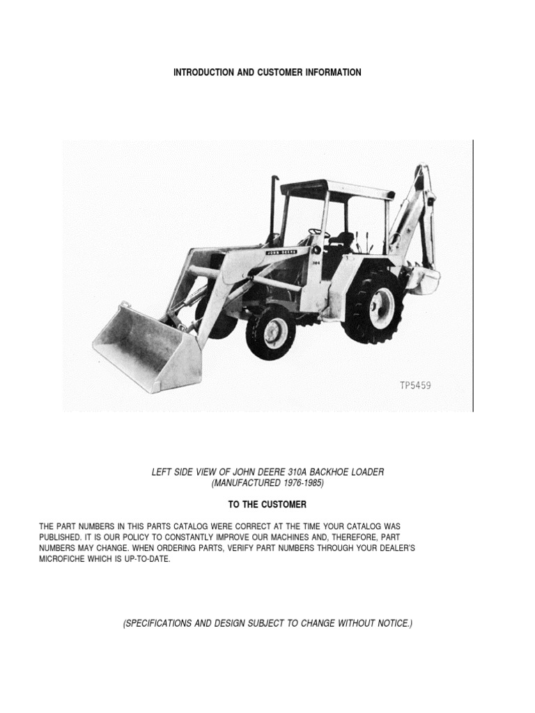 310A 310B Backhoe Loaders Introduction | PDF | Tractor | Loader (Equipment)