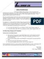 Radius Gauges Letter of Conformance