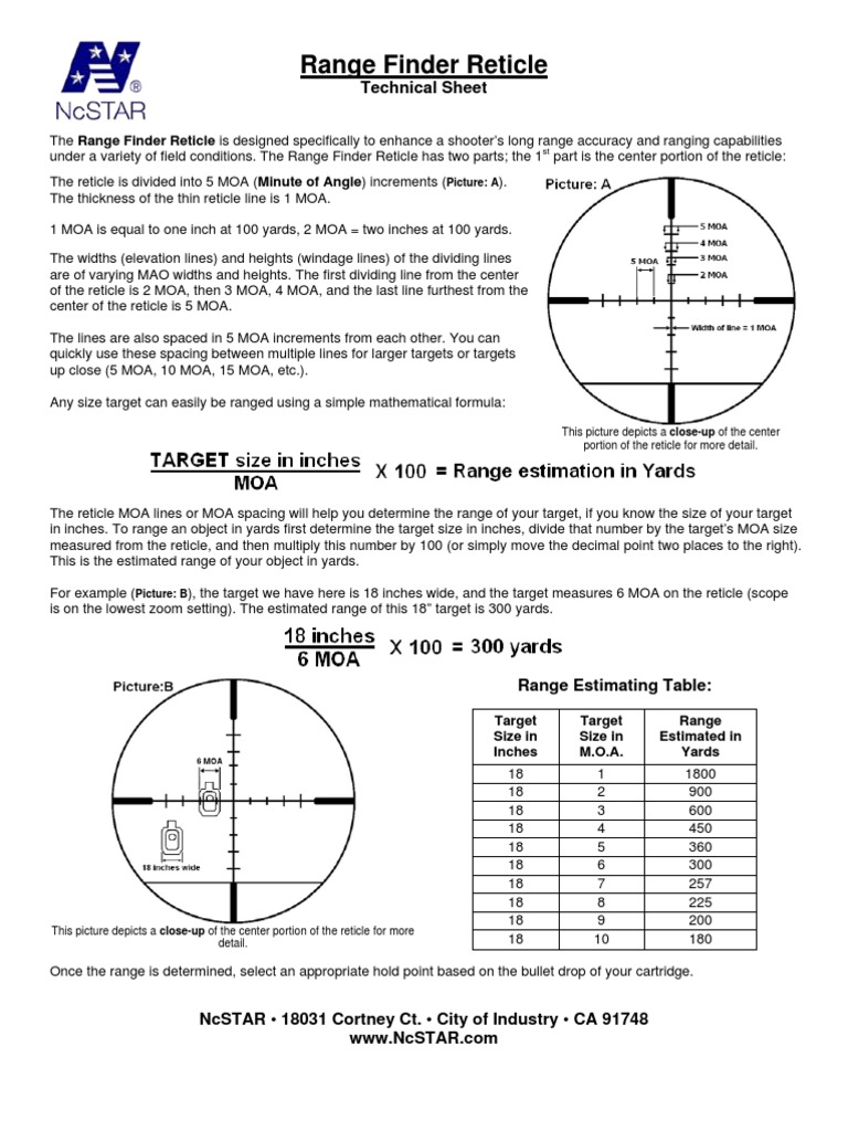 Rangefinder_Reticle Minute And Second Of Arc Telescopic Sight