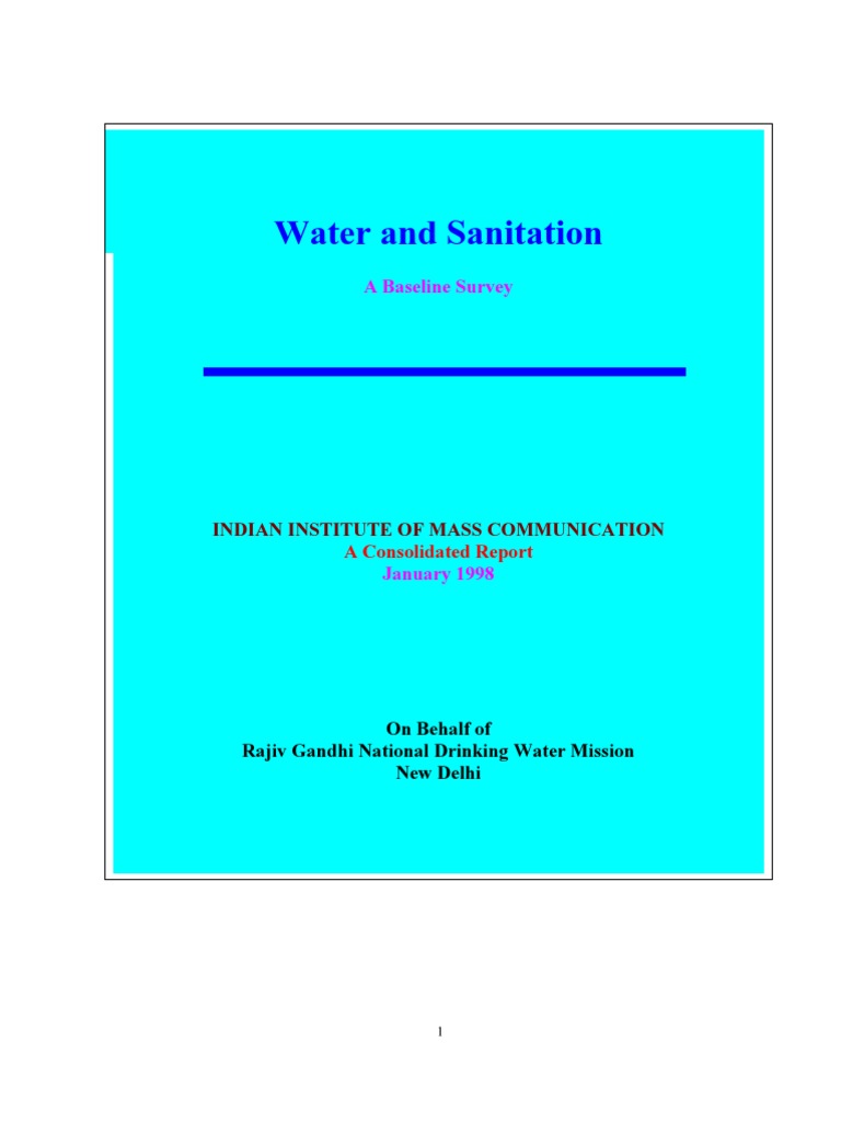 Water and Sanitation A Baseline Survey PDF Water Supply And