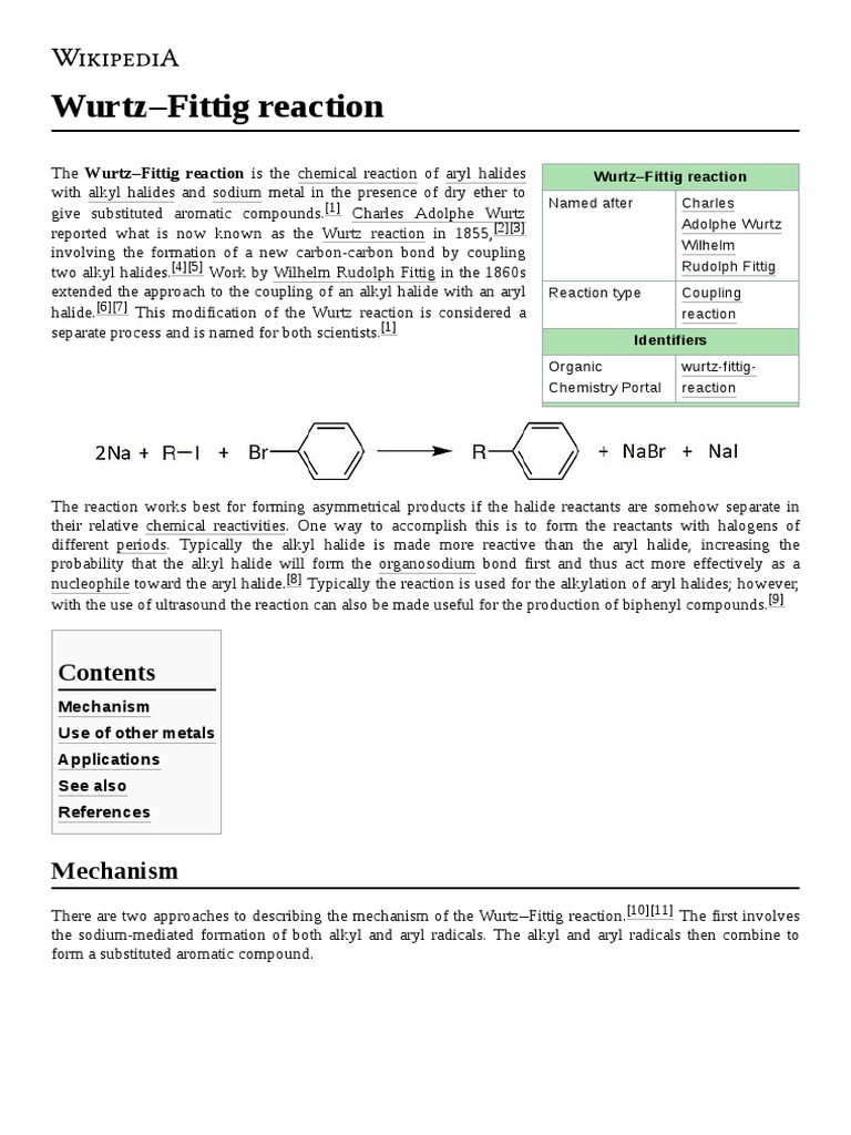 WurtzFittig Reaction 0 PDF Chemistry Organic Chemistry