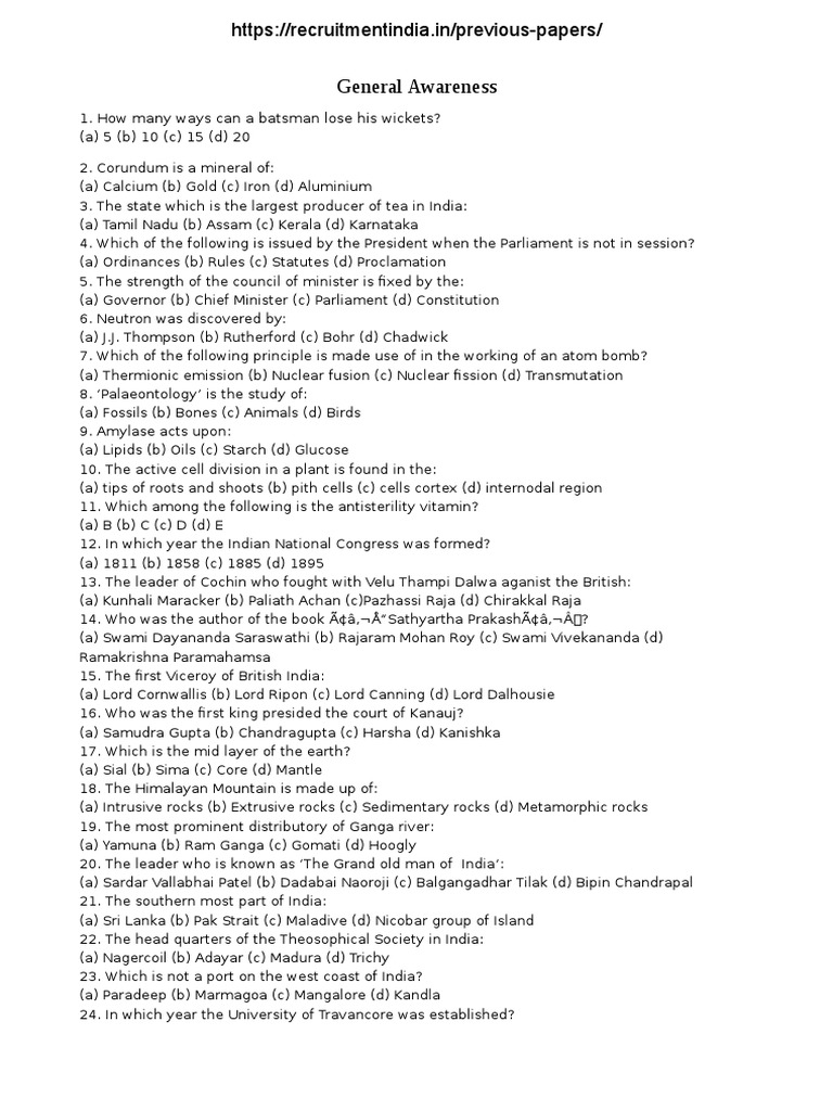 ITBP Assistant Commandant Previous Papers | PDF | Nuclear Physics