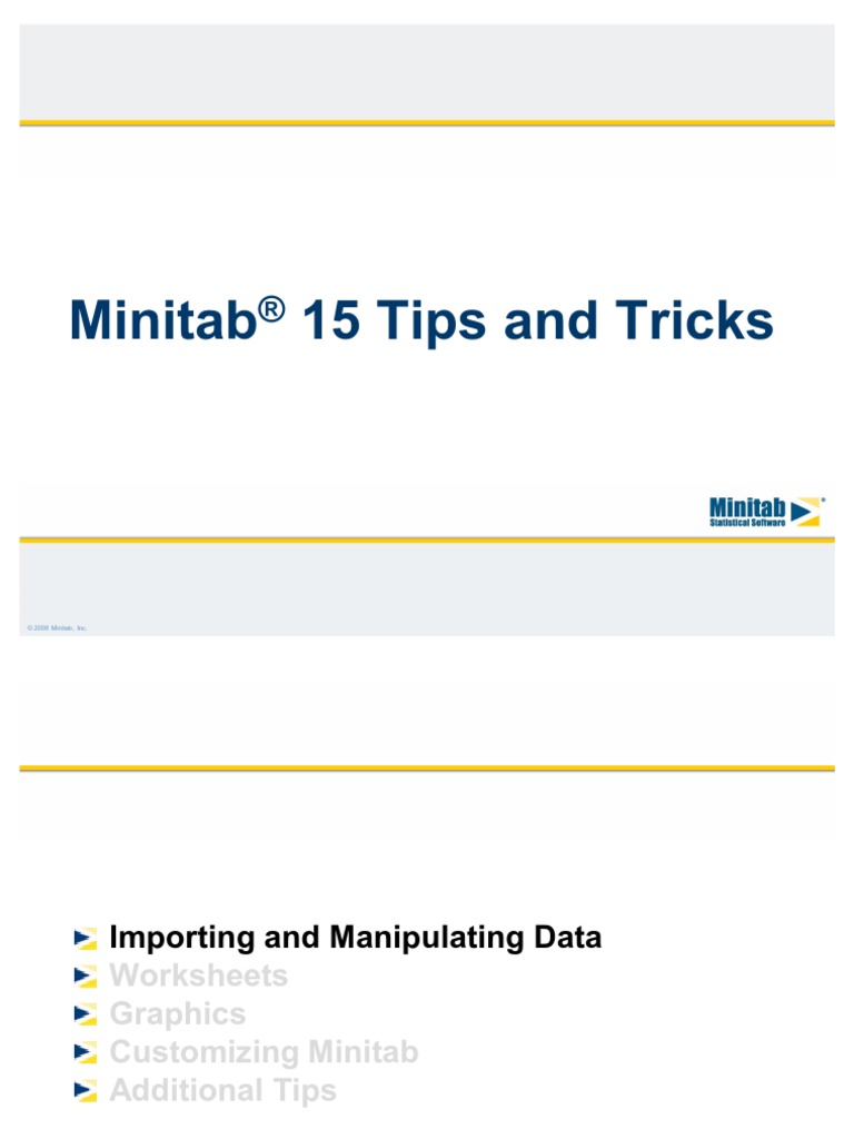 Minitab Tips and Tricks Menu Microsoft Excel
