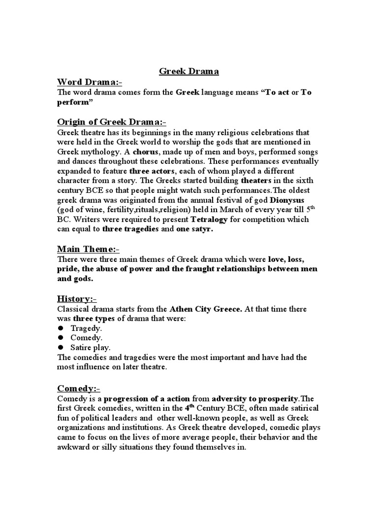 Greek Drama Timeline