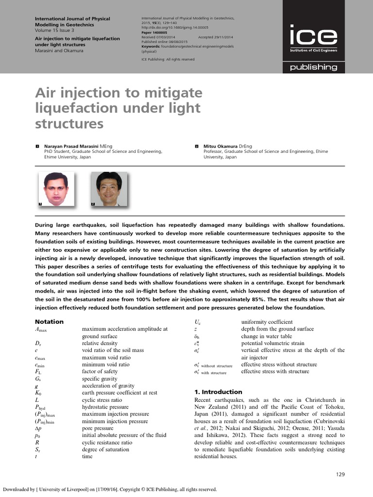 Air Injection To Mitigate Liquefaction Under Light Structures | PDF ...