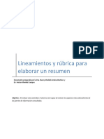 Lineamientos y Rúbrica para Elaborar Un Resumen