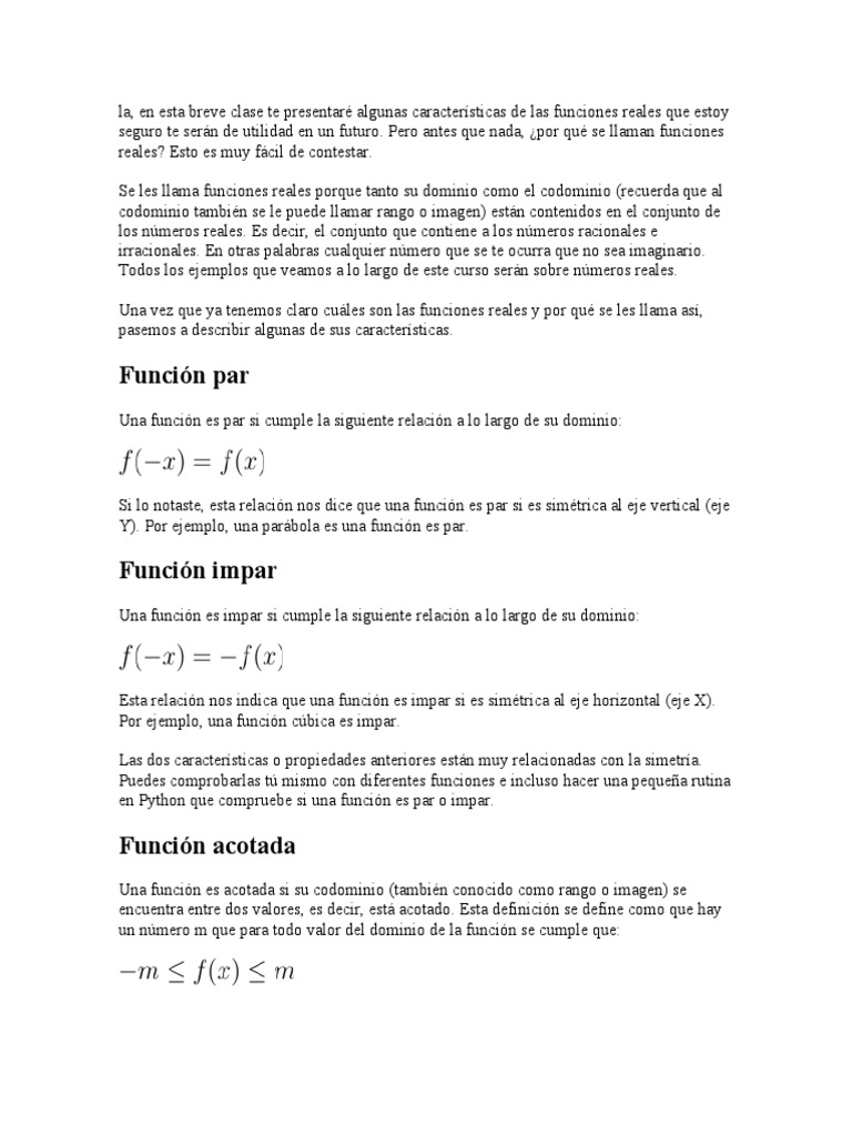 Caracteristicas de Las Funciones PDF Función (Matemáticas