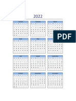 Calendario 2022 Excel Domingo A Sabado