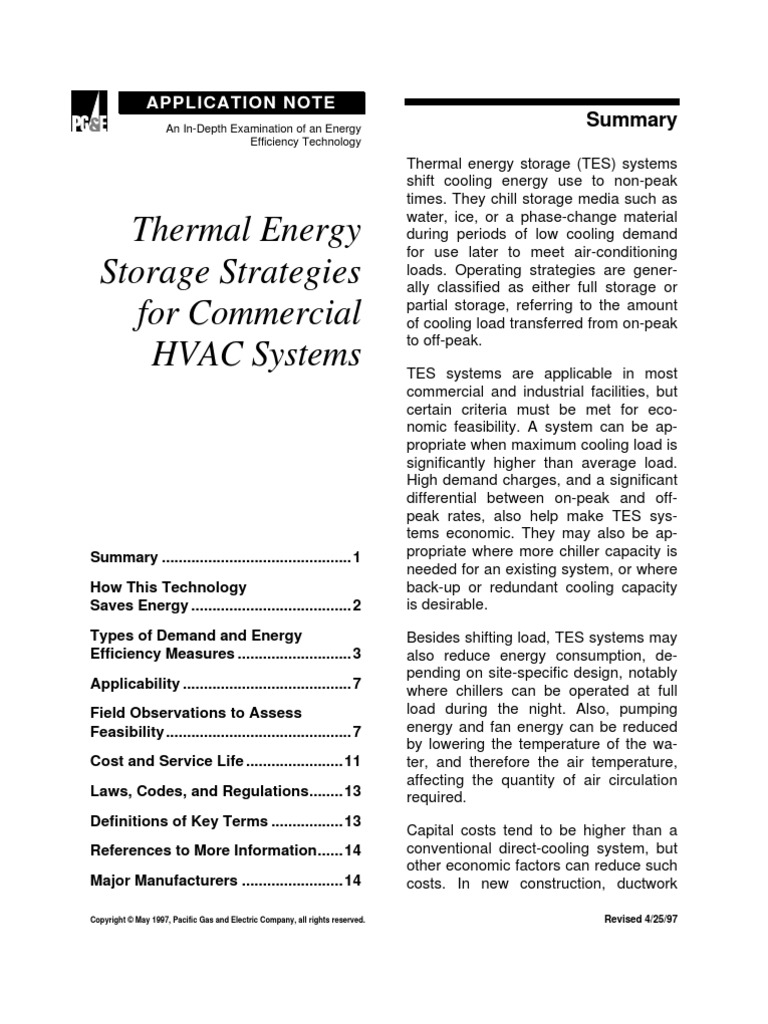 Thermal Energy Storage Strategies For Commercial HVAC Systems | PDF