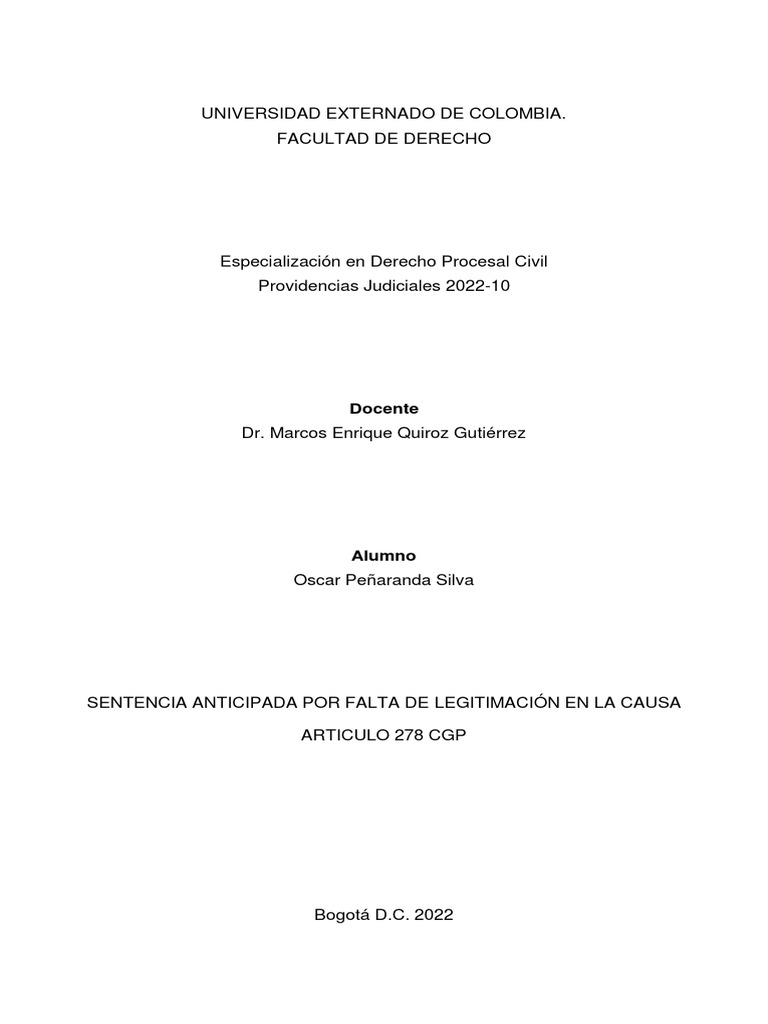 Sentencia Anticipada Por Falta de Legitimación en La Causa | PDF