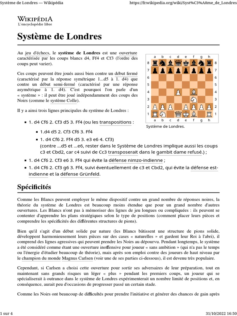 échecs système de londres pdf