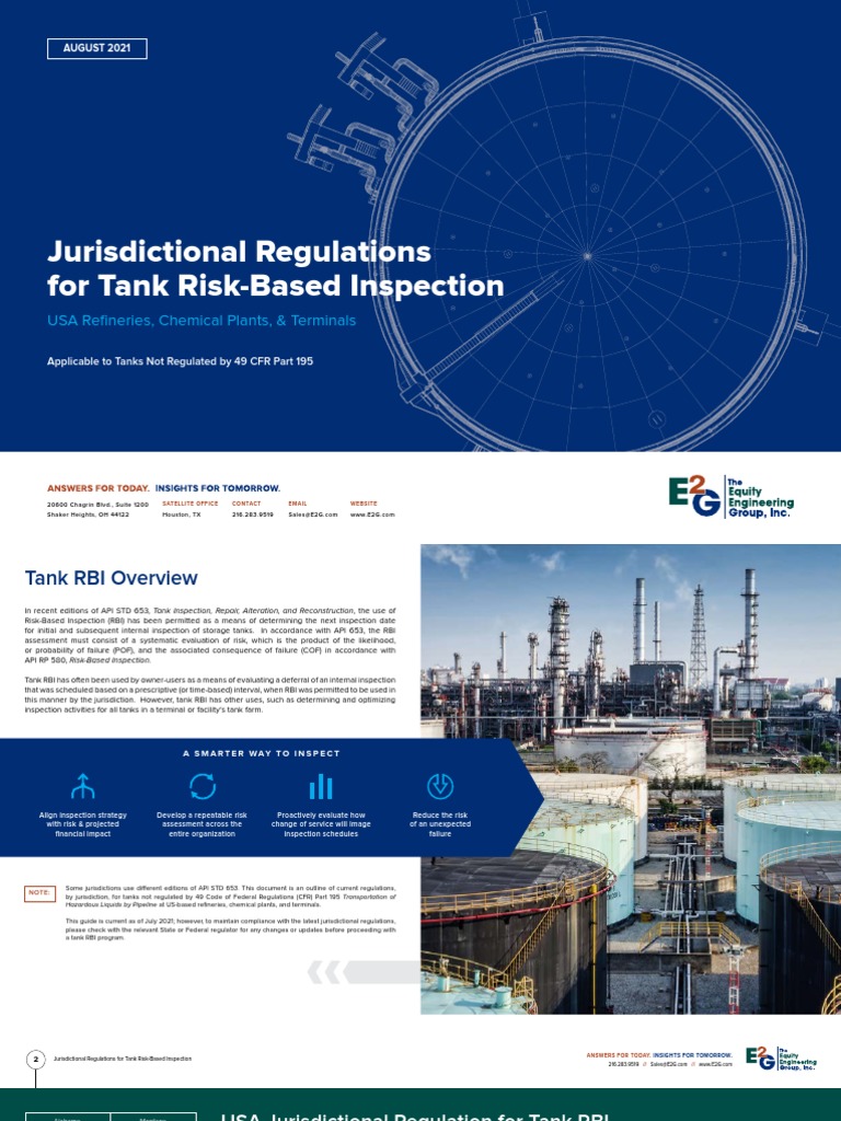 Jurisdictional Regulations For Tank Risk Based Inspection E2G (Aug 2021