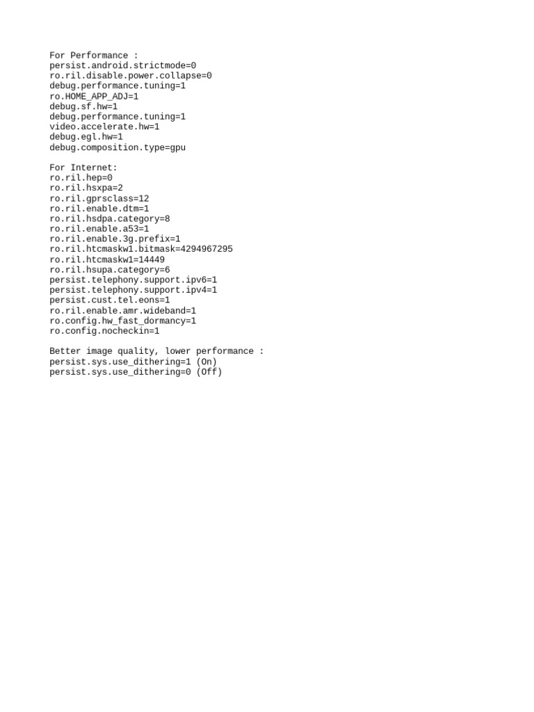 Android Performance and Internet Settings | PDF | Computers