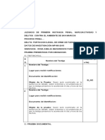 Acta de Ofrecimiento de Pruebas Clinica Penal