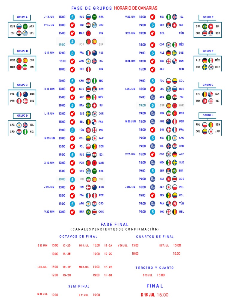 Calendario Mundial Rusia 2bf2 HORARIO CANARIAS PDF