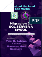 Migracion Base de Datos Mysql
