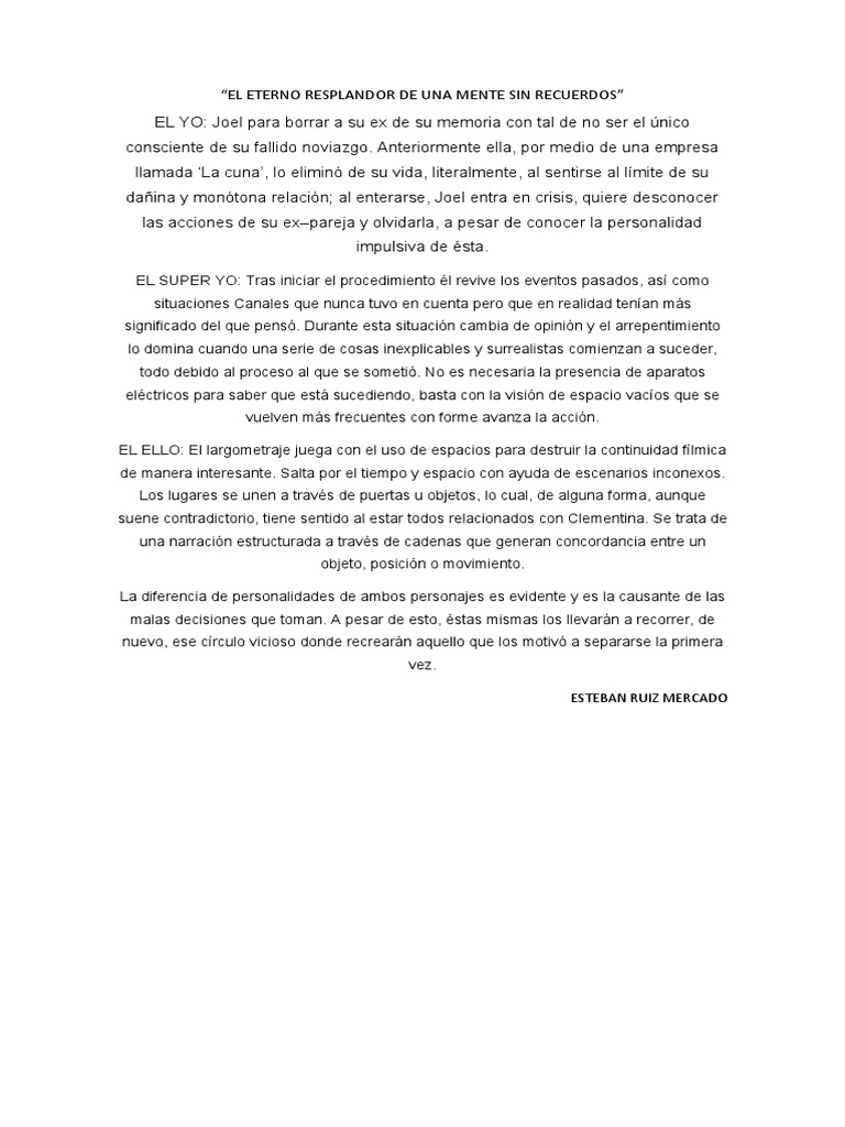 El Eterno Resplandor De Una Mente Sin Recuerdos Pdf