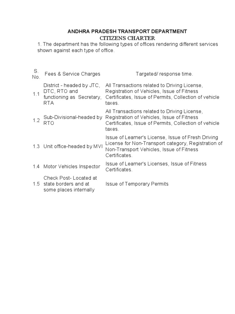 Andhra Pradesh Transport Department | PDF | Driver's License | Motor ...