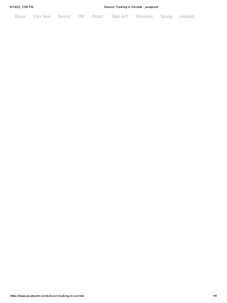 Session Tracking in Servlets - Javatpoint | PDF | Computing | Computer ...