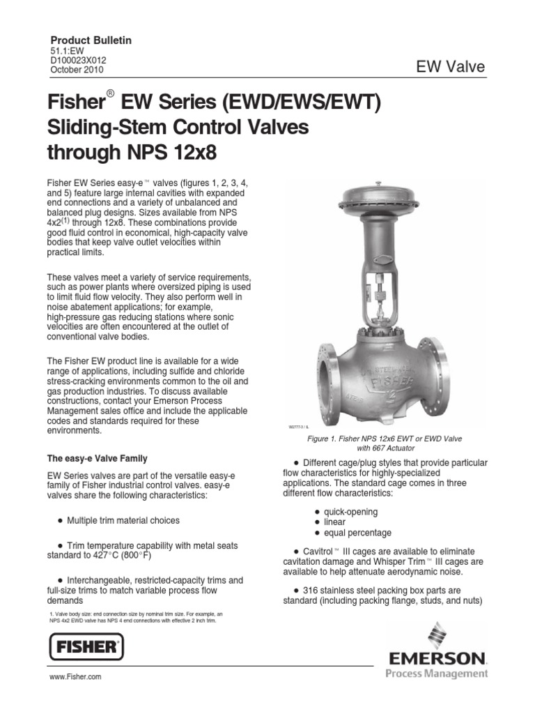 Fisher EW Series (EWD EWS EWT) SlidingStem Control Valves Through