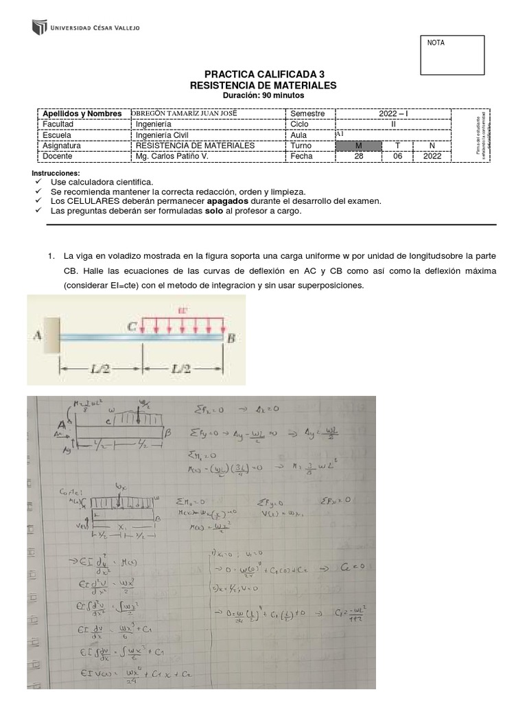 Práctica de Resistencia de Materiales | PDF