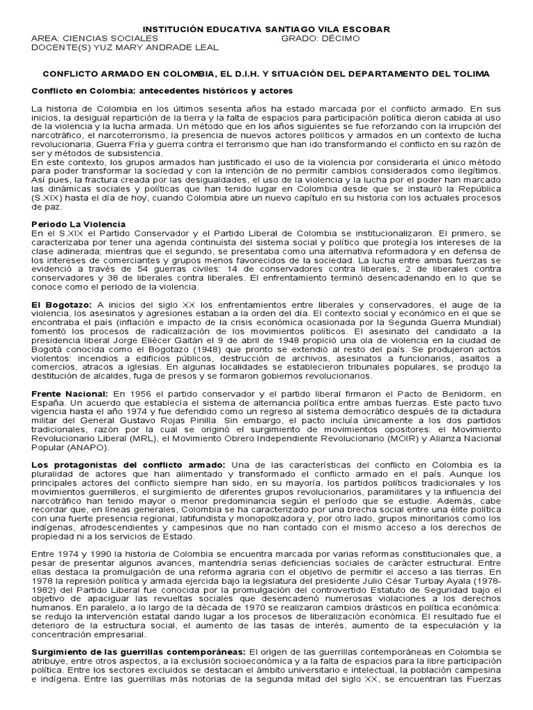 Conflicto Armado en Colombia: Historia y Actores | PDF | Colombia ...
