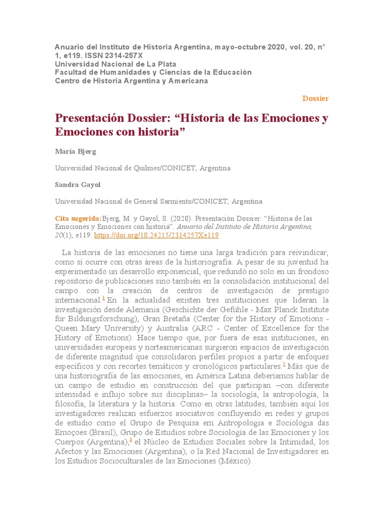 Historia de las Emociones en Argentina | PDF | Ideologías | Las emociones