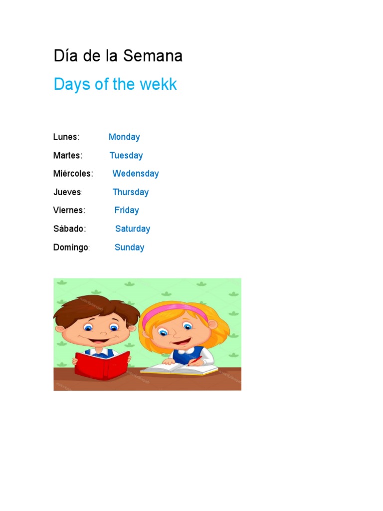 D a De La Semana En Ingles PDF