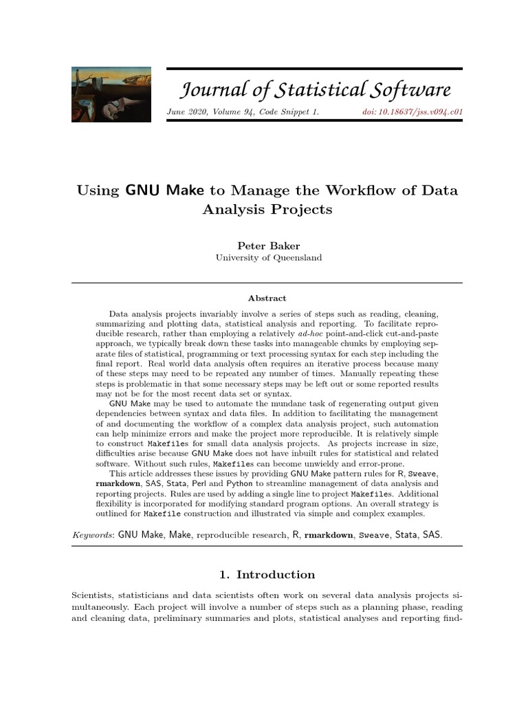 Journal of statistical software using gnu make to manage the workflow