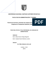 Factores de Servicio y Decisión de Compra de Los Pasajeros de La Empresa de Transportes Sandoval 2016