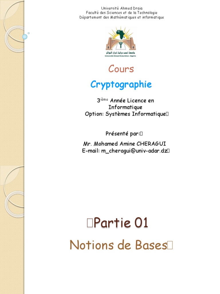 Introduction à la Cryptographie et Cryptanalyse | PDF | Cryptographie ...