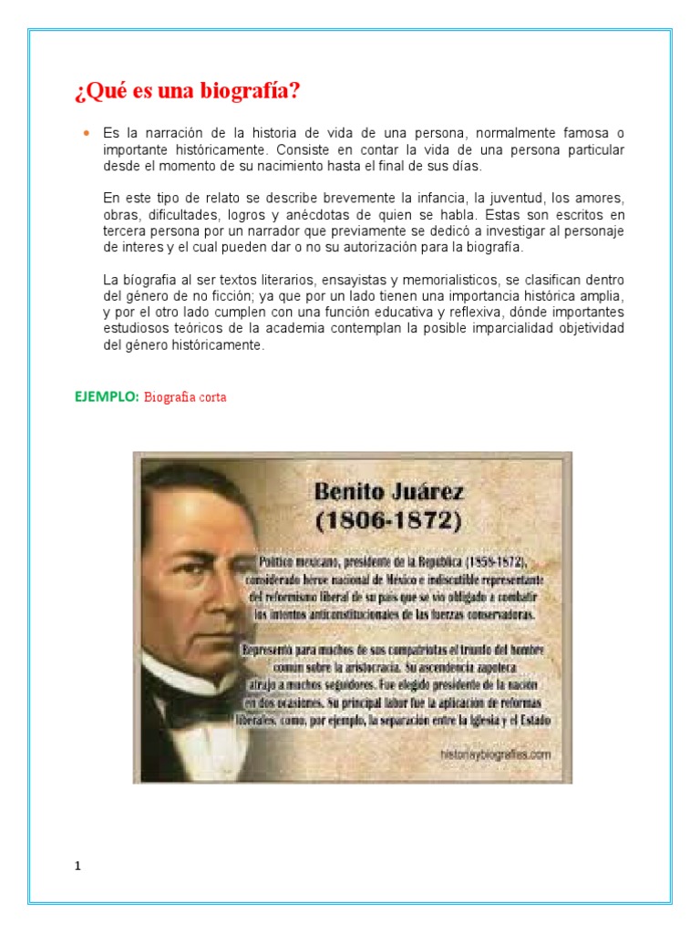 Guía sobre biografías: definición y ejemplos | PDF | Biografía