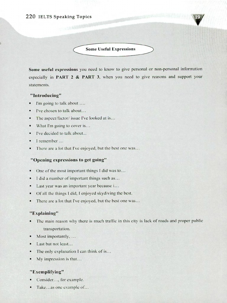 Useful IELTS Speaking Expressions | PDF | Reason | Cognition