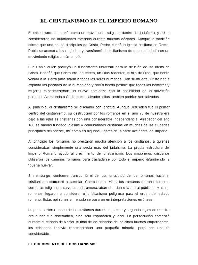 El Cristianismo en El Imperio Romano | PDF | imperio Romano | Jesús